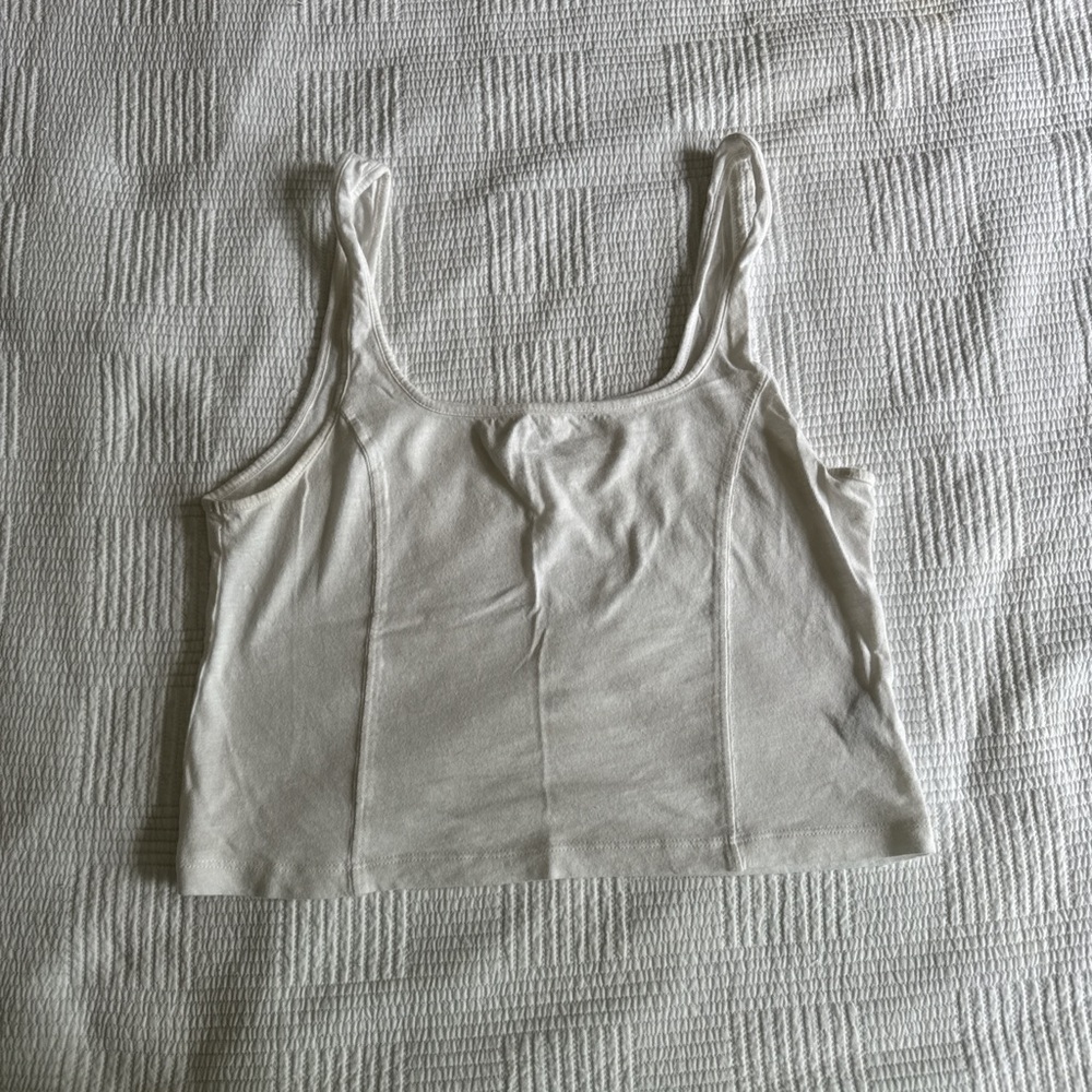 Aerie White Sleeveless Corset Crop Tank Top